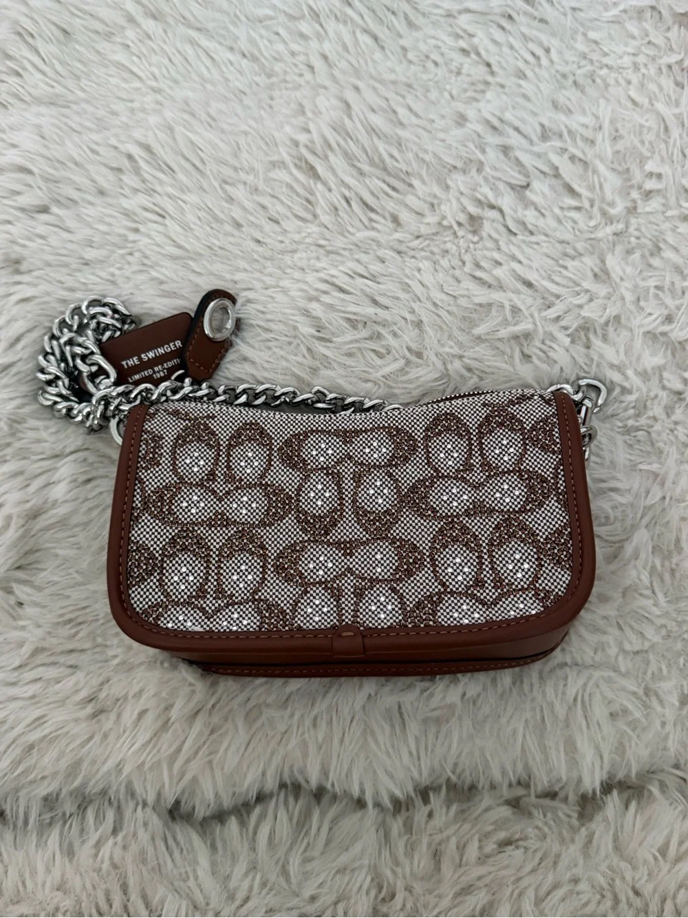 Coach Brown Signature Chain Crossbody Bag